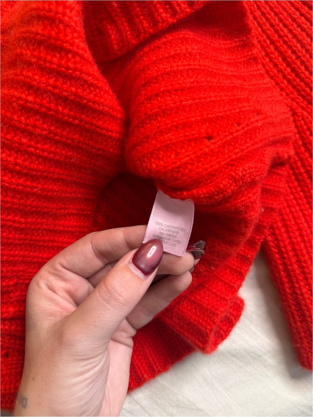 Red Ribbed Bell-Sleeve Sweater - Picture 4 of 4